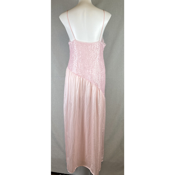 VTG Undercover Wear Nightgown Slip Maxi Dress Womens L Pink Flowy Lace Sheer USA - Picture 3 of 12